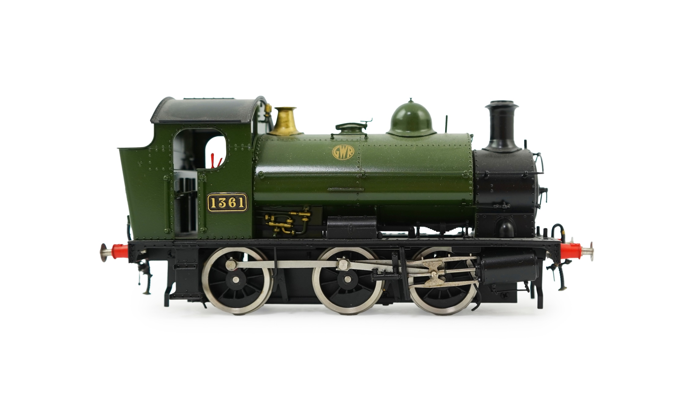 An 0 Gauge Tower Models, Blackpool, made in Sancheng China, model of GWR 1361 Class, 1361, 0-6-0ST locomotive, powered for two rail operation.